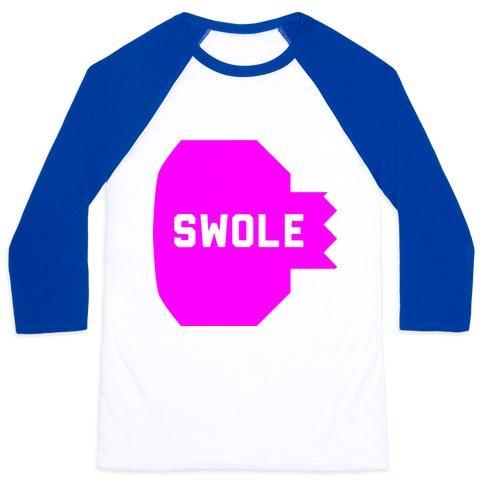 Virgin Teez  Baseball Tee Unisex Classic Baseball Tee / x-small / White/Blue PINK SWOLE MATES (SWOLE) UNISEX CLASSIC BASEBALL TEE