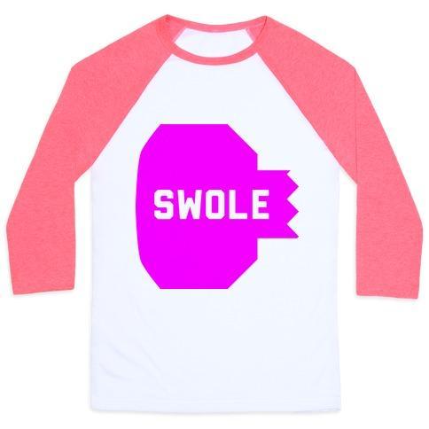 Virgin Teez  Baseball Tee Unisex Classic Baseball Tee / x-small / White/Neon Pink PINK SWOLE MATES (SWOLE) UNISEX CLASSIC BASEBALL TEE