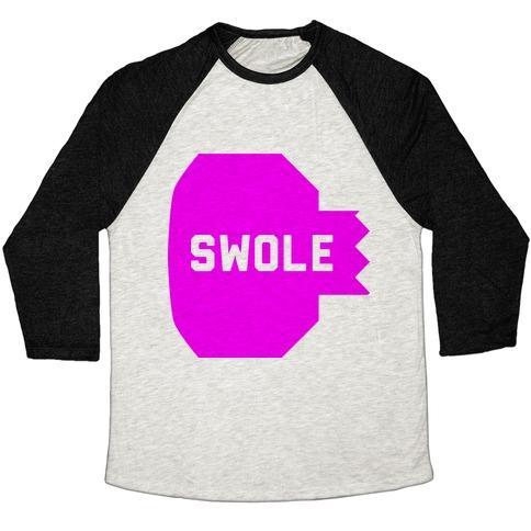 Virgin Teez  Baseball Tee Unisex Tri-Blend Baseball Tee / small / Oatmeal / Black PINK SWOLE MATES (SWOLE) UNISEX TRI-BLEND BASEBALL TEE