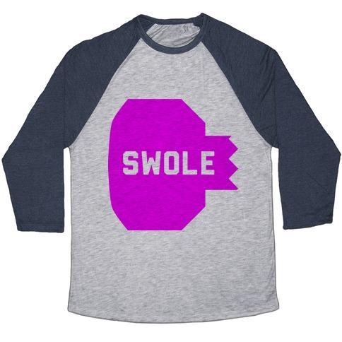Virgin Teez  Baseball Tee Unisex Tri-Blend Baseball Tee / small / Athletic Gray / Navy PINK SWOLE MATES (SWOLE) UNISEX TRI-BLEND BASEBALL TEE