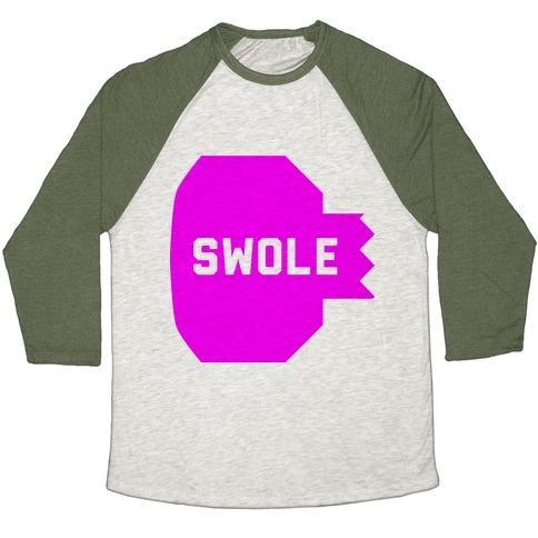 Virgin Teez  Baseball Tee Unisex Tri-Blend Baseball Tee / small / Oatmeal / Moss PINK SWOLE MATES (SWOLE) UNISEX TRI-BLEND BASEBALL TEE