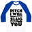 Virgin Teez  Baseball Tee Unisex Classic Baseball Tee / x-small / White/Blue PITCH I WILL SLUG YOU UNISEX CLASSIC BASEBALL TEE