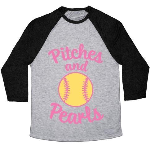 Virgin Teez  Baseball Tee Unisex Tri-Blend Baseball Tee / small / Athletic Gray / Black PITCHES AND PEARLS UNISEX TRI-BLEND BASEBALL TEE