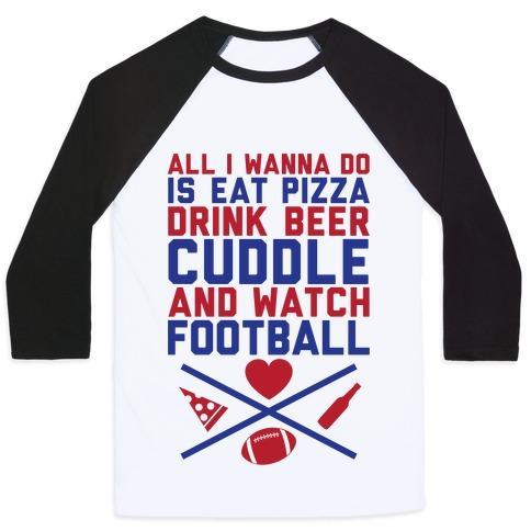 Virgin Teez  Baseball Tee Unisex Classic Baseball Tee / x-small / White/Black PIZZA, BEER, CUDDLING, AND FOOTBALL UNISEX CLASSIC BASEBALL TEE
