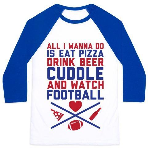 Virgin Teez  Baseball Tee Unisex Classic Baseball Tee / x-small / White/Blue PIZZA, BEER, CUDDLING, AND FOOTBALL UNISEX CLASSIC BASEBALL TEE