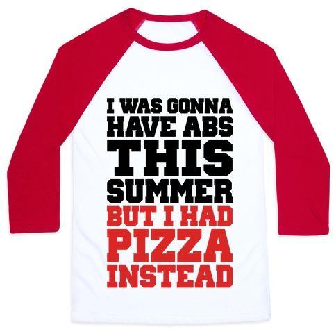 Virgin Teez  Baseball Tee Unisex Classic Baseball Tee / x-small / White/Red PIZZA BODY FOR THE SUMMER UNISEX CLASSIC BASEBALL TEE