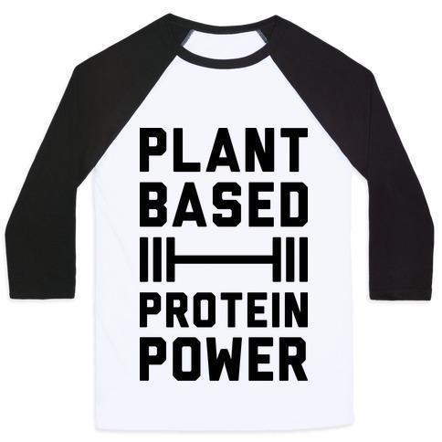 Virgin Teez  Baseball Tee Unisex Classic Baseball Tee / x-small / White/Black PLANT BASED PROTEIN POWER UNISEX CLASSIC BASEBALL TEE