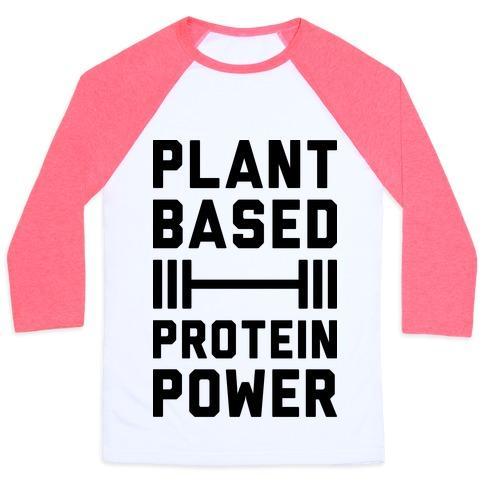 Virgin Teez  Baseball Tee Unisex Classic Baseball Tee / x-small / White/Neon Pink PLANT BASED PROTEIN POWER UNISEX CLASSIC BASEBALL TEE