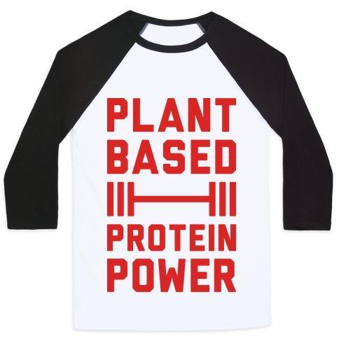 Virgin Teez  Baseball Tee Unisex Classic Baseball Tee / x-small / White/Black PLANT BASED PROTEIN POWER UNISEX CLASSIC BASEBALL TEE