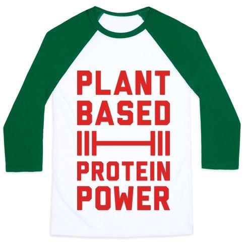 Virgin Teez  Baseball Tee Unisex Classic Baseball Tee / x-small / White/Dark Green PLANT BASED PROTEIN POWER UNISEX CLASSIC BASEBALL TEE