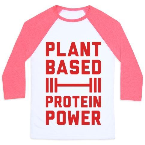 Virgin Teez  Baseball Tee Unisex Classic Baseball Tee / x-small / White/Neon Pink PLANT BASED PROTEIN POWER UNISEX CLASSIC BASEBALL TEE