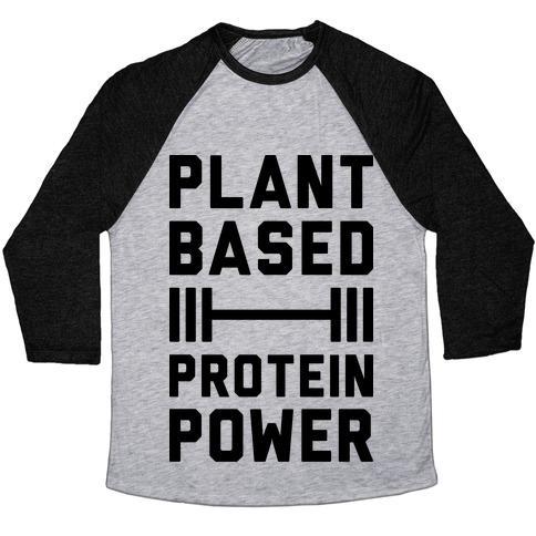 Virgin Teez  Baseball Tee Unisex Tri-Blend Baseball Tee / small / Athletic Gray / Black PLANT BASED PROTEIN POWER UNISEX TRI-BLEND BASEBALL TEE
