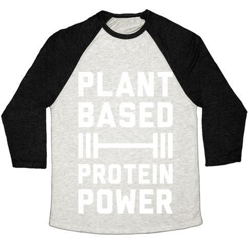 Virgin Teez  Baseball Tee Unisex Tri-Blend Baseball Tee / small / Oatmeal / Black PLANT BASED PROTEIN POWER UNISEX TRI-BLEND BASEBALL TEE