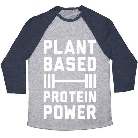 Virgin Teez  Baseball Tee Unisex Tri-Blend Baseball Tee / small / Athletic Gray / Navy PLANT BASED PROTEIN POWER UNISEX TRI-BLEND BASEBALL TEE