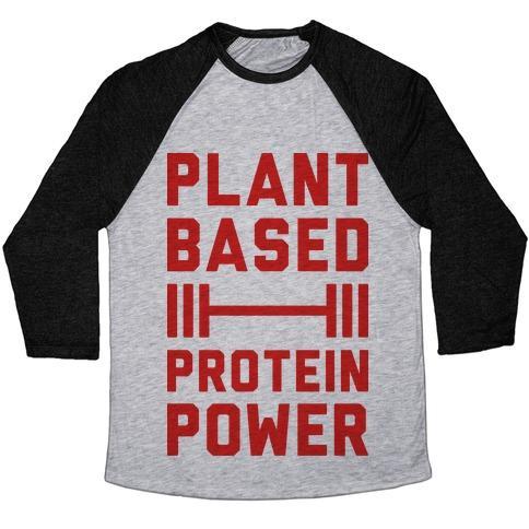 Virgin Teez  Baseball Tee Unisex Tri-Blend Baseball Tee / small / Athletic Gray / Black PLANT BASED PROTEIN POWER UNISEX TRI-BLEND BASEBALL TEE