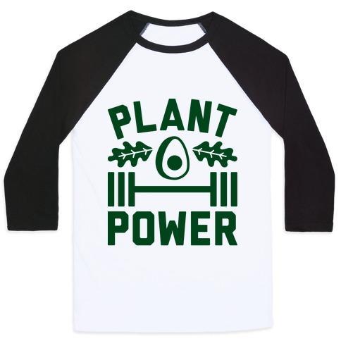 Virgin Teez  Baseball Tee Unisex Classic Baseball Tee / x-small / White/Black PLANT POWER UNISEX CLASSIC BASEBALL TEE