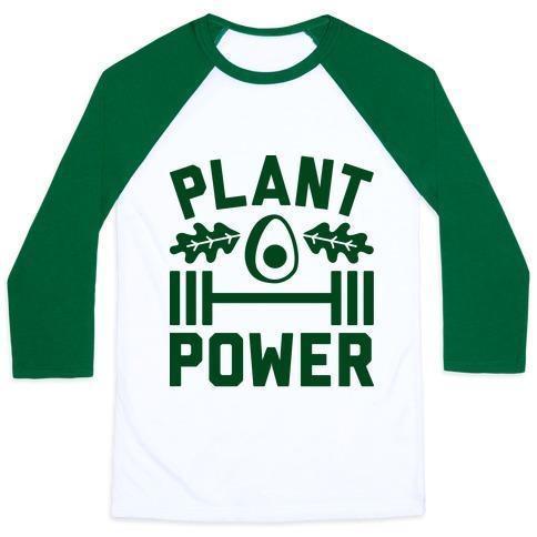 Virgin Teez  Baseball Tee Unisex Classic Baseball Tee / x-small / White/Dark Green PLANT POWER UNISEX CLASSIC BASEBALL TEE