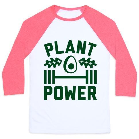 Virgin Teez  Baseball Tee Unisex Classic Baseball Tee / x-small / White/Neon Pink PLANT POWER UNISEX CLASSIC BASEBALL TEE