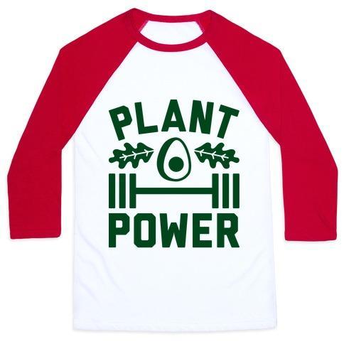 Virgin Teez  Baseball Tee Unisex Classic Baseball Tee / x-small / White/Red PLANT POWER UNISEX CLASSIC BASEBALL TEE