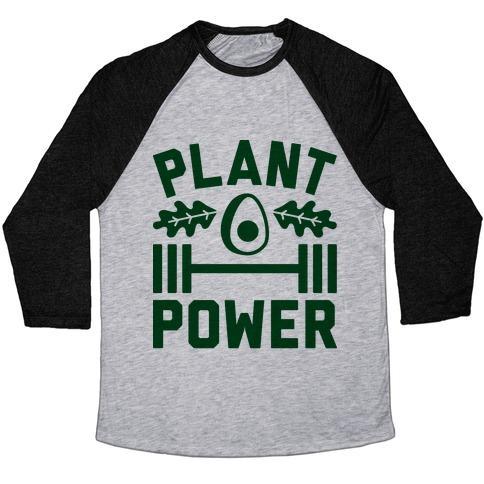 Virgin Teez  Baseball Tee Unisex Tri-Blend Baseball Tee / small / Athletic Gray / Black PLANT POWER UNISEX TRI-BLEND BASEBALL TEE