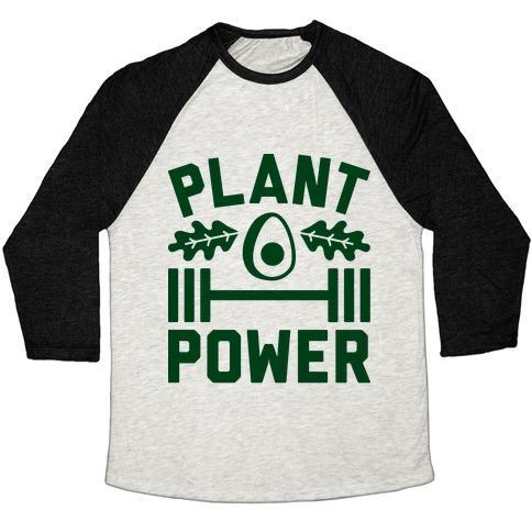 Virgin Teez  Baseball Tee Unisex Tri-Blend Baseball Tee / small / Oatmeal / Black PLANT POWER UNISEX TRI-BLEND BASEBALL TEE