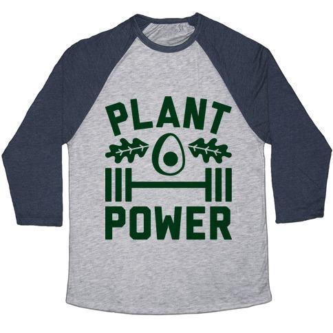 Virgin Teez  Baseball Tee Unisex Tri-Blend Baseball Tee / small / Athletic Gray / Navy PLANT POWER UNISEX TRI-BLEND BASEBALL TEE