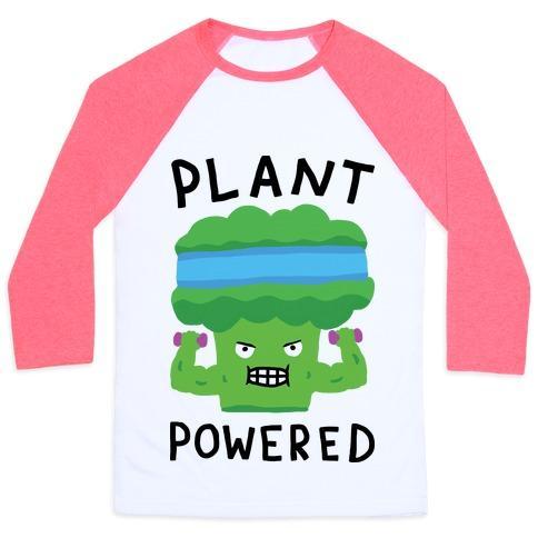 Virgin Teez  Baseball Tee Unisex Classic Baseball Tee / x-small / White/Neon Pink PLANT POWERED UNISEX CLASSIC BASEBALL TEE