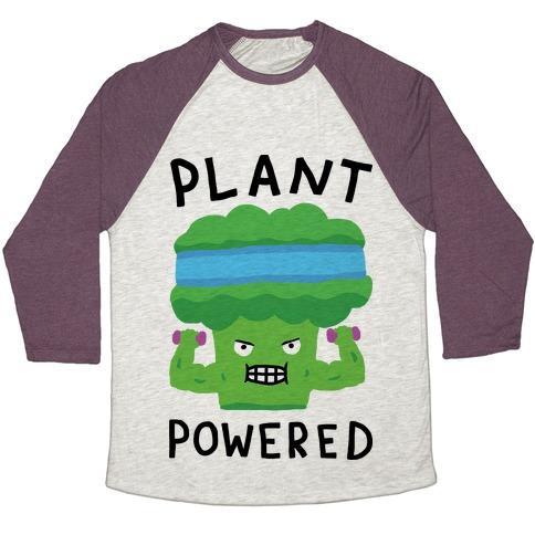 Virgin Teez  Baseball Tee Unisex Tri-Blend Baseball Tee / small / Oatmeal / Maroon PLANT POWERED UNISEX TRI-BLEND BASEBALL TEE