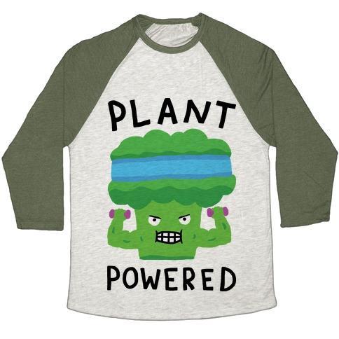 Virgin Teez  Baseball Tee Unisex Tri-Blend Baseball Tee / small / Oatmeal / Moss PLANT POWERED UNISEX TRI-BLEND BASEBALL TEE