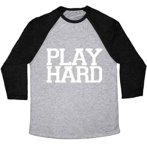 Virgin Teez  Baseball Tee Unisex Tri-Blend Baseball Tee / small / Athletic Gray / Black PLAY HARD (WHITE FONT) UNISEX TRI-BLEND BASEBALL TEE