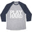 Virgin Teez  Baseball Tee Unisex Tri-Blend Baseball Tee / small / Athletic Gray / Navy PLAY HARD (WHITE FONT) UNISEX TRI-BLEND BASEBALL TEE