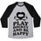 Virgin Teez  Baseball Tee Unisex Tri-Blend Baseball Tee / small / Athletic Gray / Black PLAY HOCKEY AND BE HAPPY UNISEX TRI-BLEND BASEBALL TEE