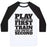 Virgin Teez  Baseball Tee Unisex Classic Baseball Tee / x-small / White/Black PLAY LIKE YOU'RE IN FIRST TRAIN LIKE YOU'RE IN SECOND UNISEX CLASSIC BASEBALL TEE