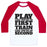 Virgin Teez  Baseball Tee Unisex Classic Baseball Tee / x-small / White/Red PLAY LIKE YOU'RE IN FIRST TRAIN LIKE YOU'RE IN SECOND UNISEX CLASSIC BASEBALL TEE