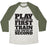 Virgin Teez  Baseball Tee Unisex Tri-Blend Baseball Tee / small / Oatmeal / Moss PLAY LIKE YOU'RE IN FIRST TRAIN LIKE YOU'RE IN SECOND UNISEX TRI-BLEND BASEBALL TEE