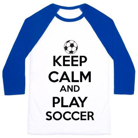 Virgin Teez  Baseball Tee Unisex Classic Baseball Tee / x-small / White/Blue PLAY SOCCER UNISEX CLASSIC BASEBALL TEE
