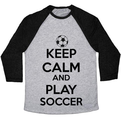 Virgin Teez  Baseball Tee Unisex Tri-Blend Baseball Tee / small / Athletic Gray / Black PLAY SOCCER UNISEX TRI-BLEND BASEBALL TEE