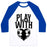 Virgin Teez  Baseball Tee Unisex Classic Baseball Tee / x-small / White/Blue PLAY WITH HEART (SOCCER) UNISEX CLASSIC BASEBALL TEE