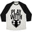 Virgin Teez  Baseball Tee Unisex Tri-Blend Baseball Tee / small / Oatmeal / Black PLAY WITH HEART (SOCCER) UNISEX TRI-BLEND BASEBALL TEE