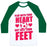 Virgin Teez  Baseball Tee Unisex Classic Baseball Tee / x-small / White/Dark Green PLAY WITH YOUR HEART NOT JUST YOUR FEET UNISEX CLASSIC BASEBALL TEE