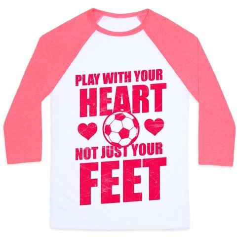 Virgin Teez  Baseball Tee Unisex Classic Baseball Tee / x-small / White/Neon Pink PLAY WITH YOUR HEART NOT JUST YOUR FEET UNISEX CLASSIC BASEBALL TEE