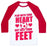 Virgin Teez  Baseball Tee Unisex Classic Baseball Tee / x-small / White/Red PLAY WITH YOUR HEART NOT JUST YOUR FEET UNISEX CLASSIC BASEBALL TEE