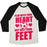 Virgin Teez  Baseball Tee Unisex Tri-Blend Baseball Tee / small / Oatmeal / Black PLAY WITH YOUR HEART NOT JUST YOUR FEET UNISEX TRI-BLEND BASEBALL TEE