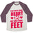 Virgin Teez  Baseball Tee Unisex Tri-Blend Baseball Tee / small / Oatmeal / Maroon PLAY WITH YOUR HEART NOT JUST YOUR FEET UNISEX TRI-BLEND BASEBALL TEE
