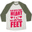 Virgin Teez  Baseball Tee Unisex Tri-Blend Baseball Tee / small / Oatmeal / Moss PLAY WITH YOUR HEART NOT JUST YOUR FEET UNISEX TRI-BLEND BASEBALL TEE