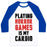 Virgin Teez  Baseball Tee Unisex Classic Baseball Tee / x-small / White/Blue PLAYING HORROR GAMES IS MY CARDIO UNISEX CLASSIC BASEBALL TEE