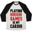 Virgin Teez  Baseball Tee Unisex Tri-Blend Baseball Tee / small / Oatmeal / Black PLAYING HORROR GAMES IS MY CARDIO UNISEX TRI-BLEND BASEBALL TEE