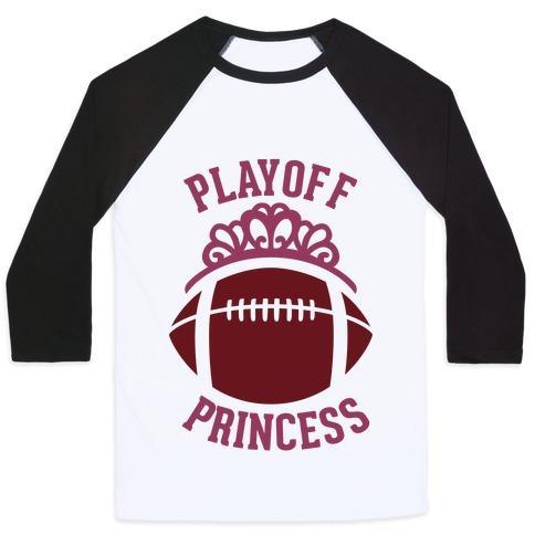 Virgin Teez  Baseball Tee Unisex Classic Baseball Tee / x-small / White/Black PLAYOFF PRINCESS (FOOTBALL) UNISEX CLASSIC BASEBALL TEE