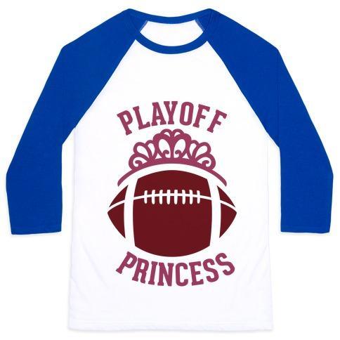 Virgin Teez  Baseball Tee Unisex Classic Baseball Tee / x-small / White/Blue PLAYOFF PRINCESS (FOOTBALL) UNISEX CLASSIC BASEBALL TEE