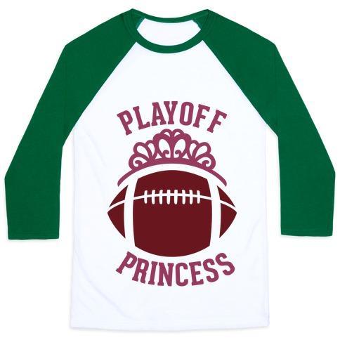 Virgin Teez  Baseball Tee Unisex Classic Baseball Tee / x-small / White/Dark Green PLAYOFF PRINCESS (FOOTBALL) UNISEX CLASSIC BASEBALL TEE
